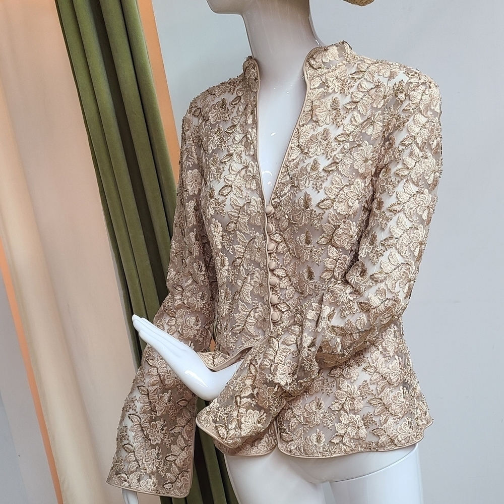 Cache Luxe Bead Lace Blazer